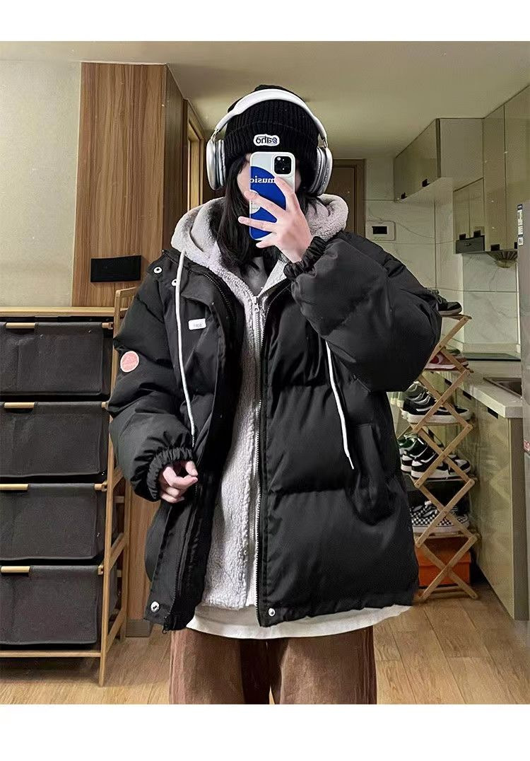 Cappotto corto imbottito in cotone con cappuccio spesso abbinato in stile coreano da donna, invernale, per studenti, alla moda_voghion.com