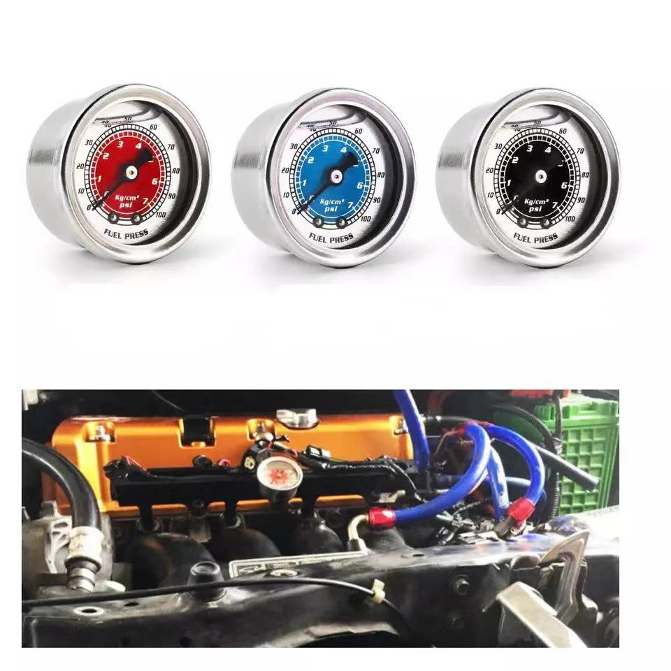 Cross-border hot-selling car modified Universal Seismic liquid pressure gauge axial 40mm pointer type 0-100PSI stainless steel