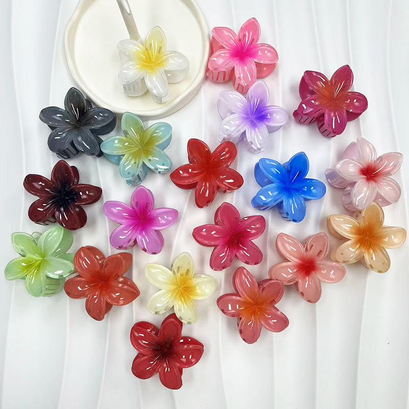 Cross-border egg flower gripper gradient candy color Flower Fashion holiday hot sale back head updo shark clip hair accessories_voghion.com
