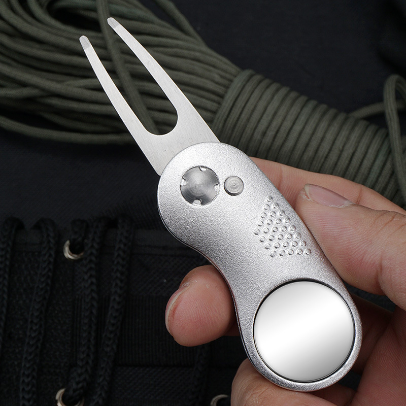 Spot wholesale New Fruit Ridge fork golf folding tool metal aluminum handle portable lawn repair tools gift