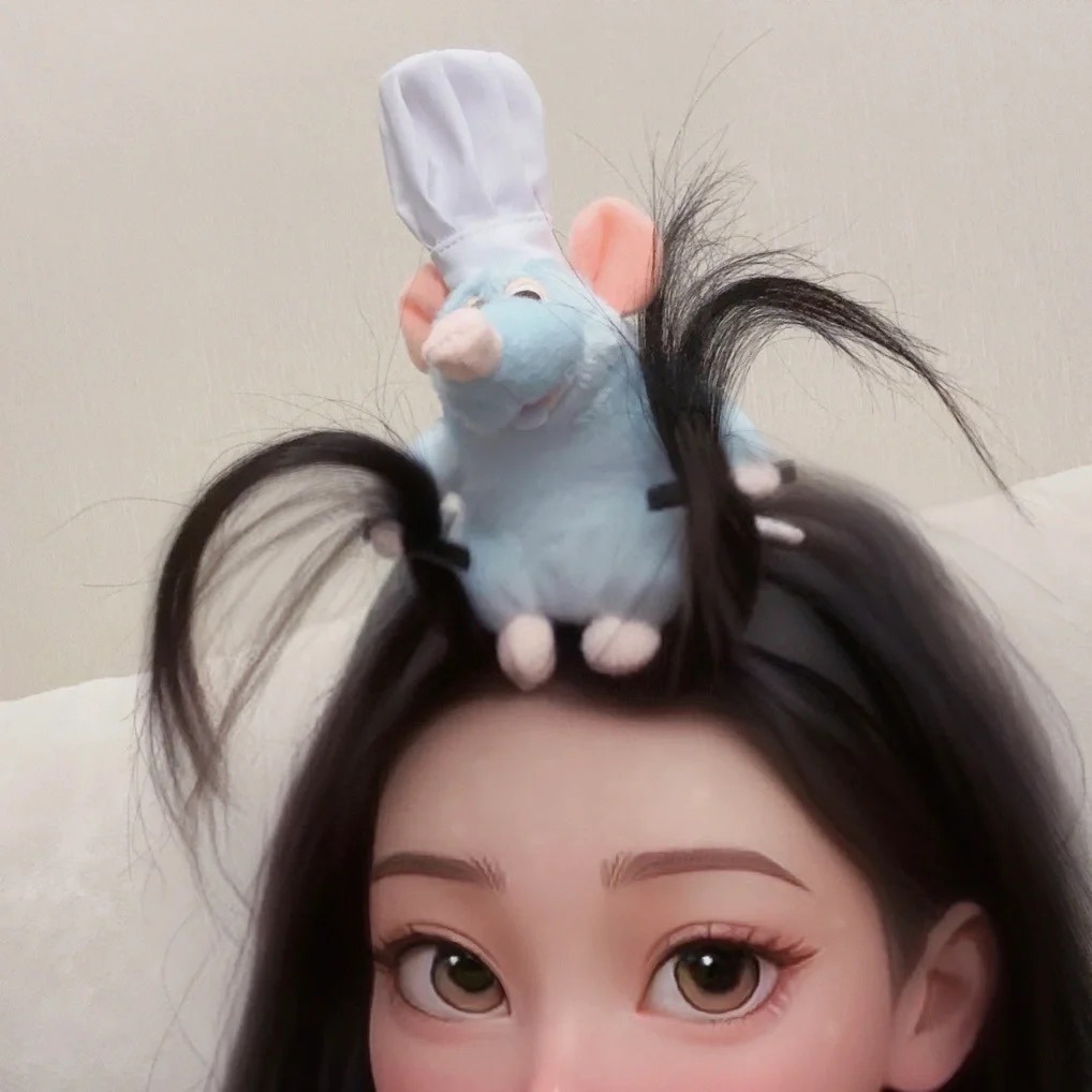 Ratatouille Hairband Same Style Funny Style Cartoon Plush Doll Peripheral Mouse Clip Headband Hair Accessories Headband