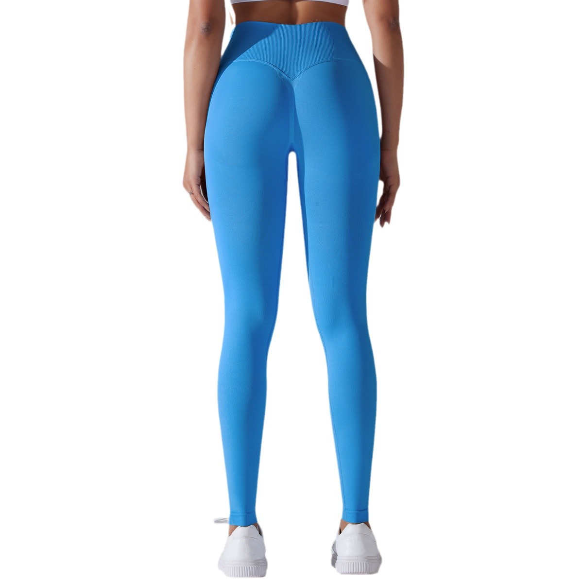 European and American seamless knitted yoga pants cross waist Peach Hip lifting yoga running sports tights breathable fitness pants