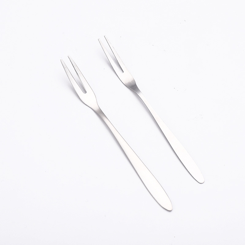 304 Stainless Steel Thickened Fruit Fork Creative Cake Food Fork Household Small Fork Dessert Moon Cake Two Toothed Fork