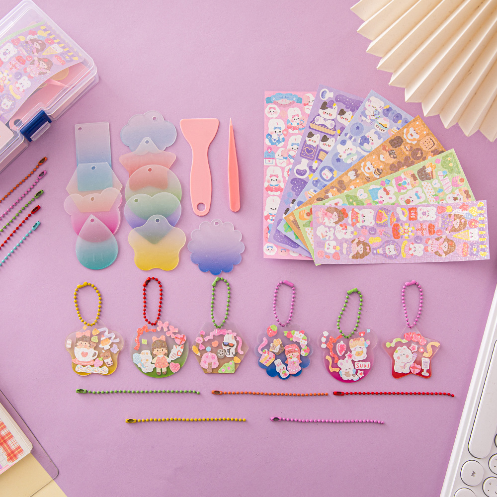 Portable Goo Card Set Goo Card Children's Hand Account Material Sticker Wholesale Stationery Cartoon Cute Goo Card Sticker Paper Gift Box