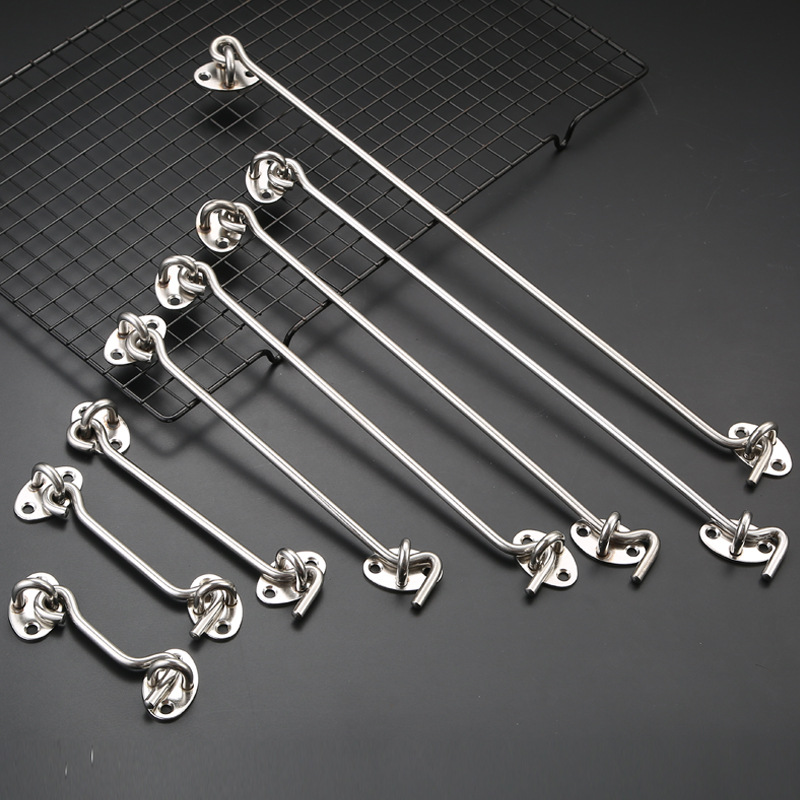 Wooden window thickened solid stainless steel hook windproof hook sliding door lengthened old-fashioned stainless steel hook window hook