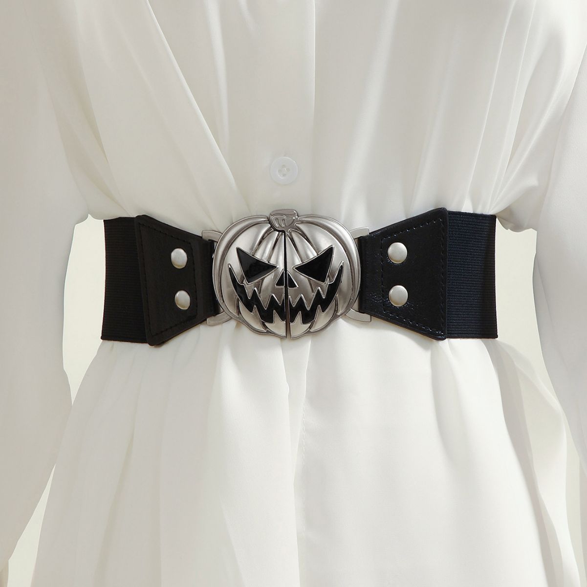 Cross-border new Halloween European and American pumpkin head alloy buckle belt fashion all-match trendy skull waist seal decoration