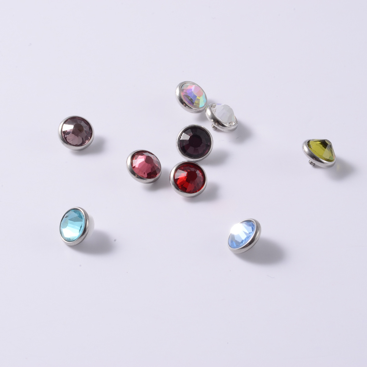 Cross-border stainless steel bag drill bone nail head multicolor clasp nail skin grafting nail head simple puncture jewelry