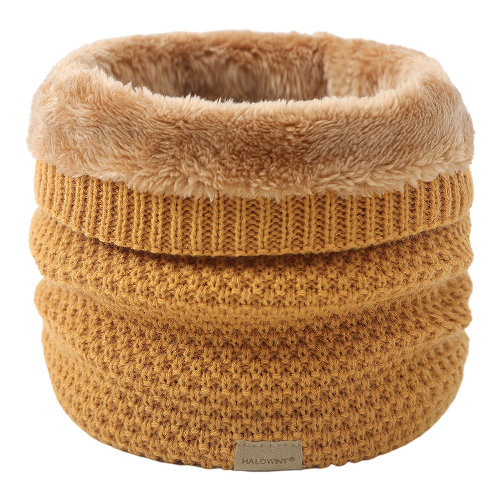 Winter new men's and women's acrylic scarf fleece-lined warm cold protection strength high collar thickened wool single ring pullover collar
