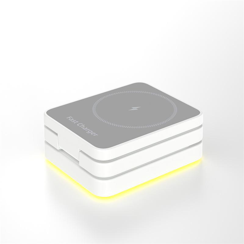 Three-in-one magnetic suction wireless charger mobile phone bracket folding wireless fast charging for Apple mobile phone watch headset