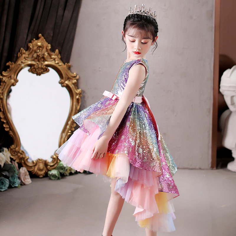 Children's Dress Tailing Princess Dress Spot Pink Girl's Dress June 1 Performance Dress Summer Girl's Dress