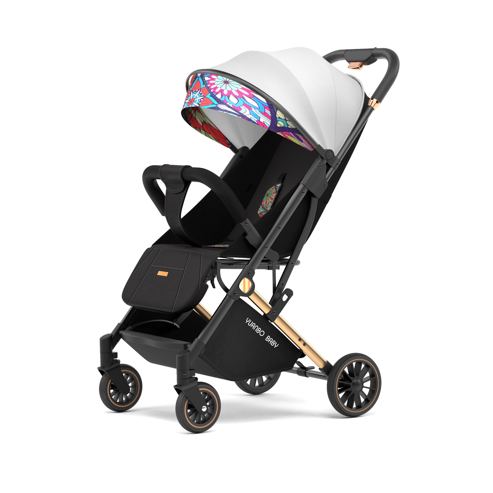 The new ultra-light baby stroller can be seated and reclining foldable baby stroller stroller four-wheel one-button retractable