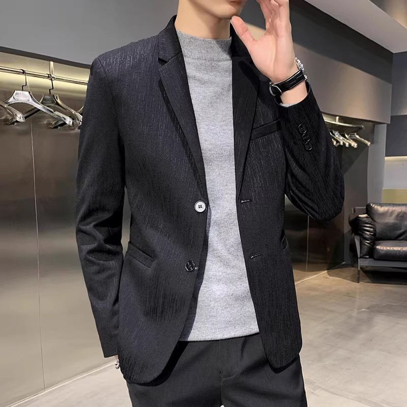 2023 spring and autumn small suit men's jacket business formal wear Pu Shuai advanced design sense ins version casual suit