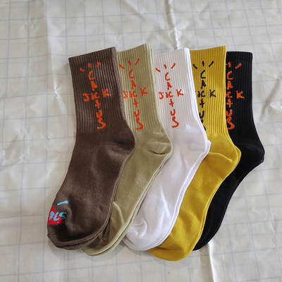 Trendy Brand AJ1 Barb Travis Scott Co-branded Four-color TS Stockings Men's and Women's Trendy All-match Mid-barrel Sports Socks