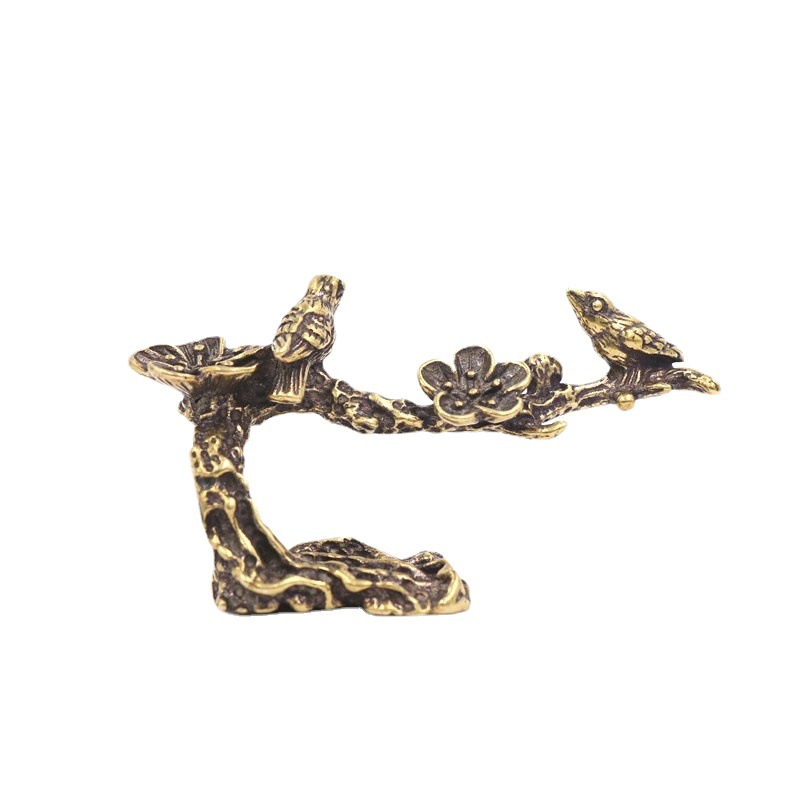 Solid copper-plated eyebrow incense holder incense holder backflow incense burner Magpie plum blossom bird tea pet tea ceremony desktop decoration