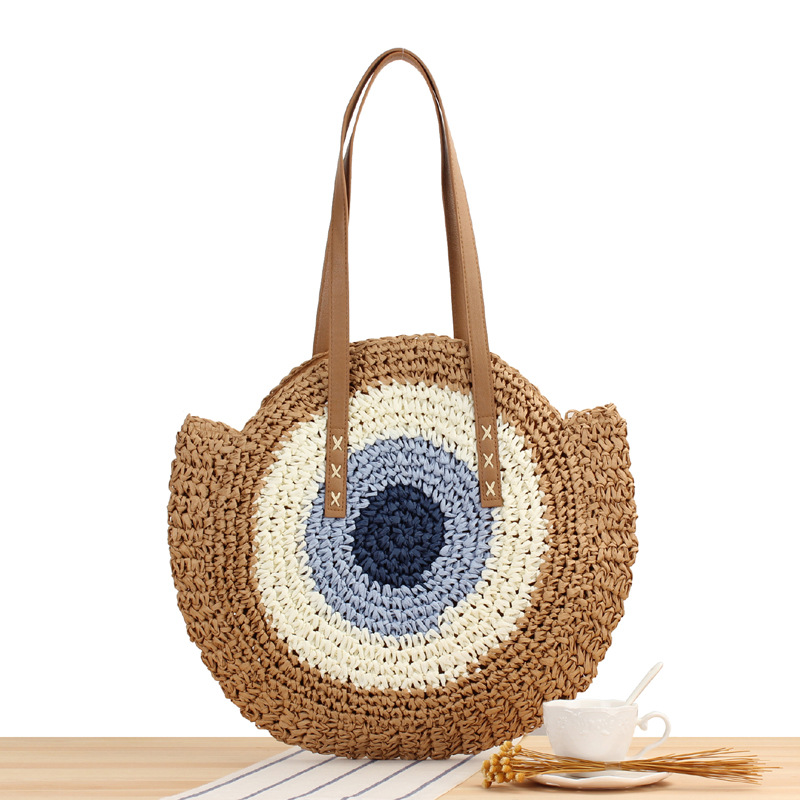 A generation of new simple round shoulder straw bag woven bag beach bag Fashion Women's bag straw bag