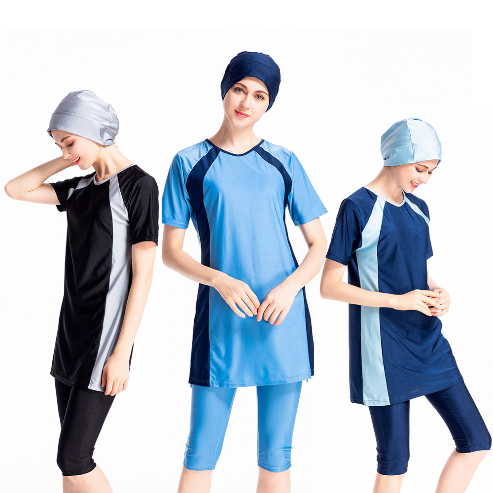 2022 Muslim swimwear new stock Arab Hui swimsuit sunscreen three-piece swimsuit