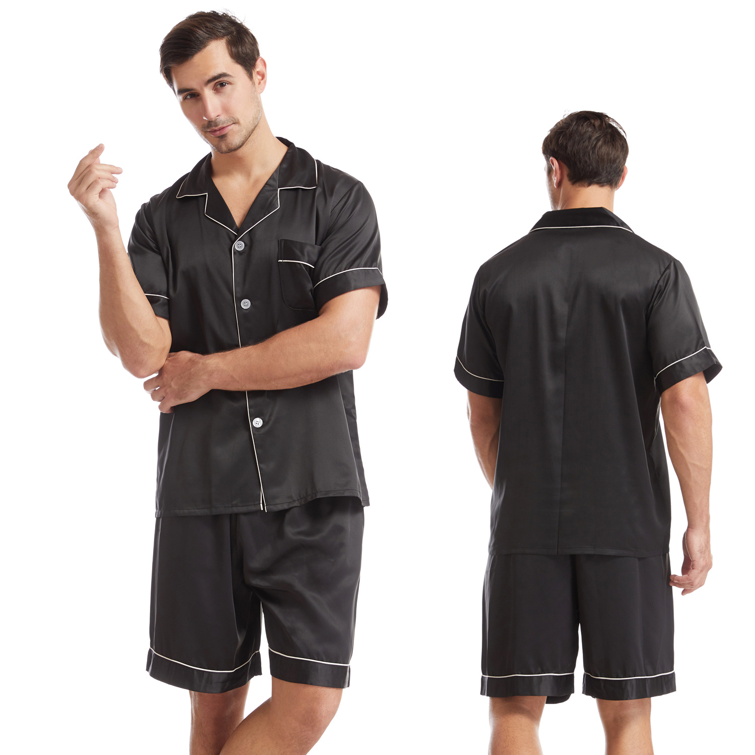 Lightweight Satin Pajama Set for Men_voghion.com