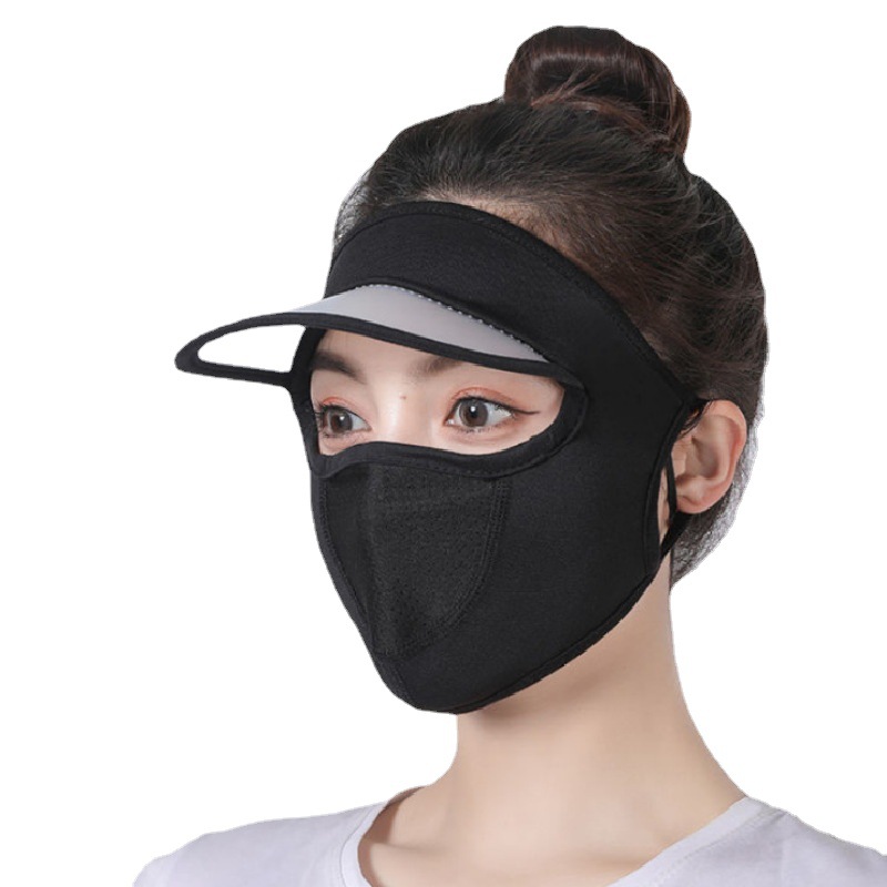 Summer big sale New Ice Silk thin sunscreen mask with hat brim breathable washable sunshade mask for men and women