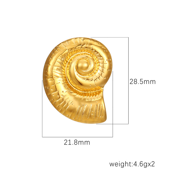Stile francese INS Stile Oro Acciaio inossidabile Titanio Acciaio Conch Irregolare Vortice Fuochi d'artificio Spilla Viso Orecchini Orecchini Orecchini_voghion.com