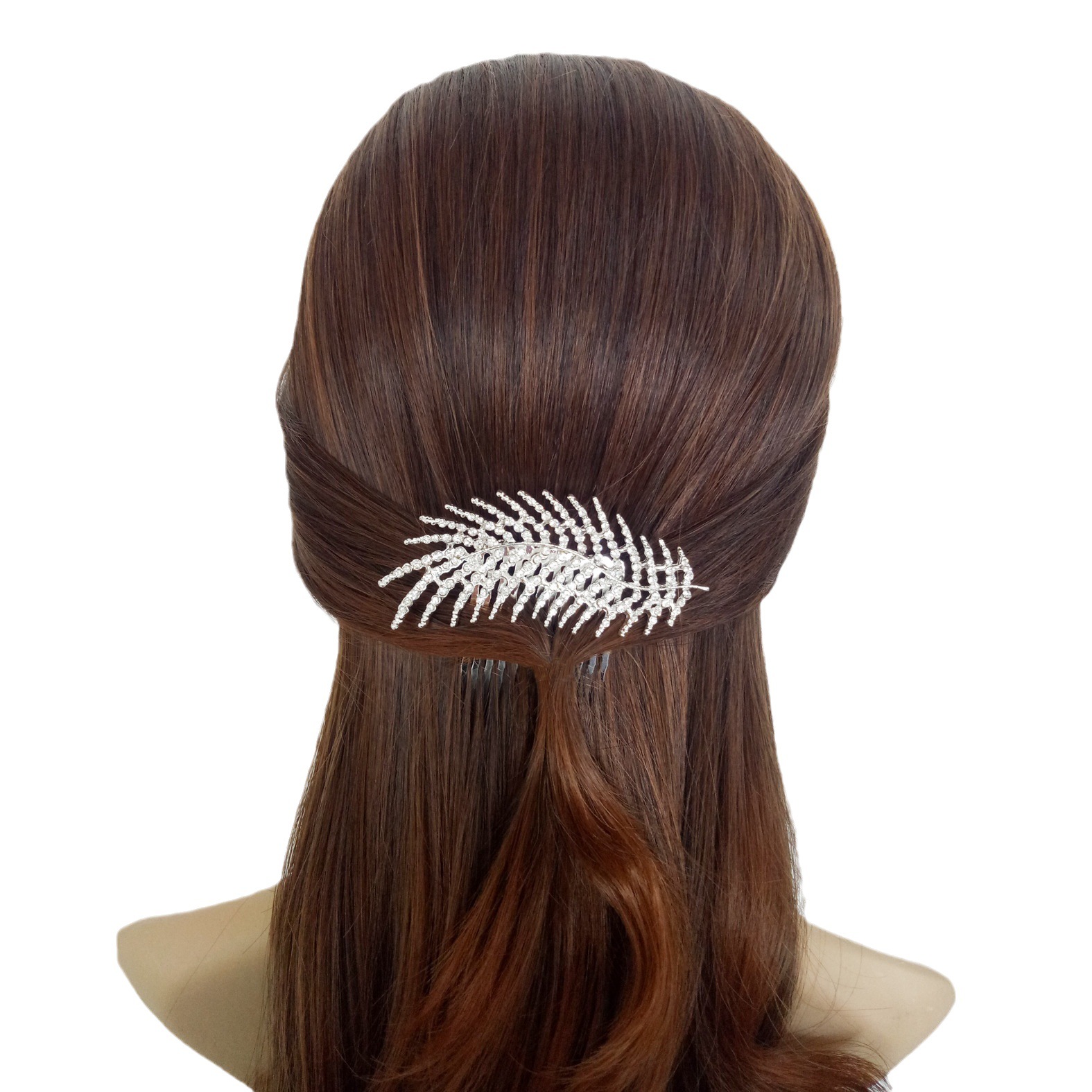 Cross-border Hot-selling Bride Rhinestone Headwear Diamond Leaves Hair Comb and Comb Korean Style Hair Accessories Leaves Accessories