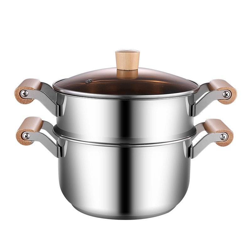 Stainless steel non-magnetic soup pot stew pot single handle milk pot thickened soup pot induction cooker baby food supplement pot