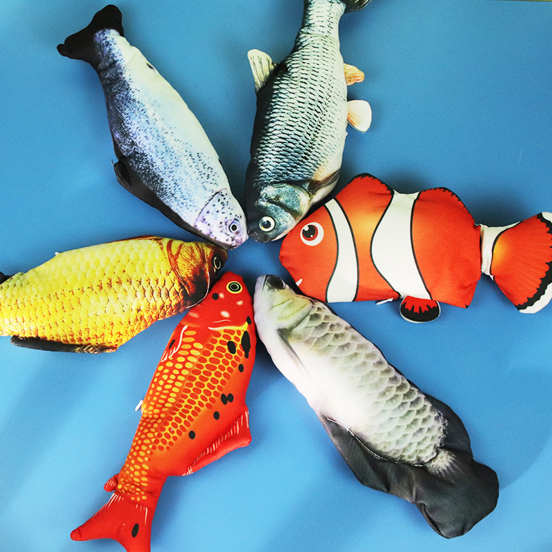 Cat Toy Electric Fish with usb Charging Beating Swing Fish Toy Cat Toy with Mint Plush Cat Toy
