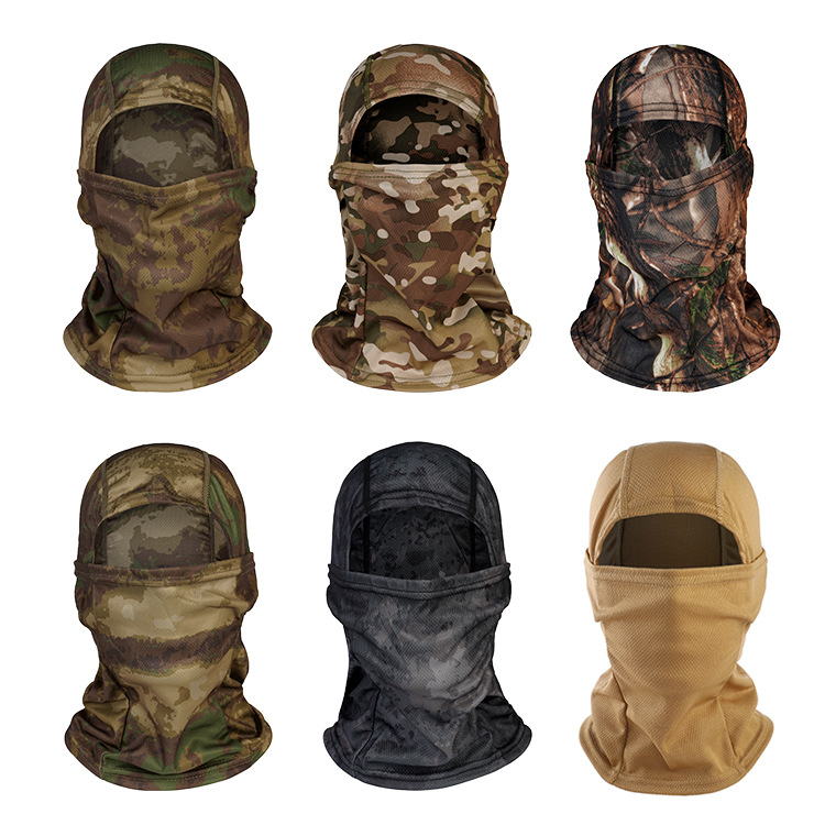 Camouflage mask outdoor climbing hiking headscarf sun protection wicking breathable mesh quick-drying head cover bikini in stock