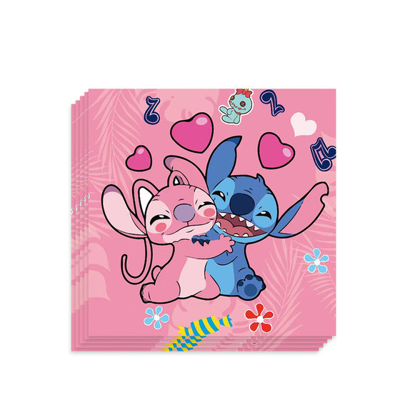 Pink stitch birthday party supplies disposable tableware paper plate paper cup tissue girl birthday party decoration