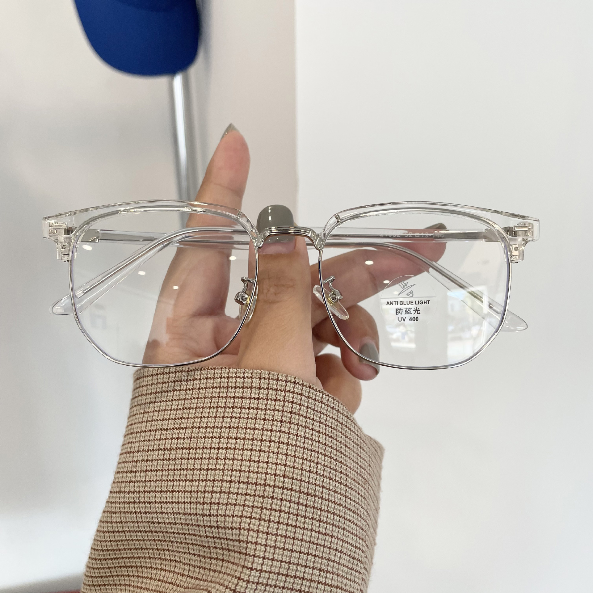 2204 Half Frame Glasses Men's Fashionable Myopia Sven Scum Tech Men's Ripper Handsome Glasses Frame Eye Anti-Blue Light Glasses