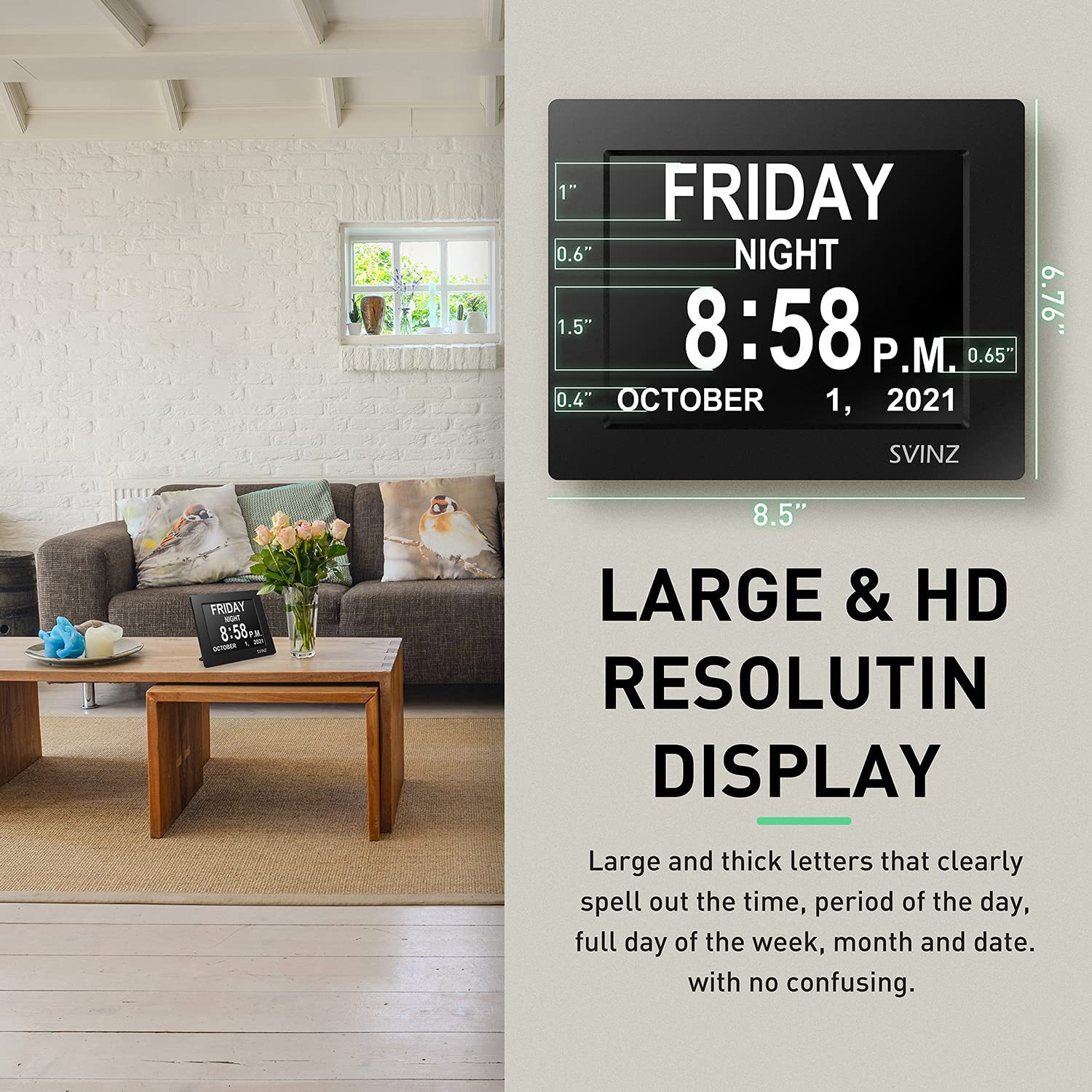 8/10 inch LCD big font digital clock machine electronic calendar alarm clock Digital clock clock for the elderly