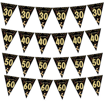 18 21 30 40 50 60 70 80 Birthday Party Decoration Black Kinla Banner Triangle