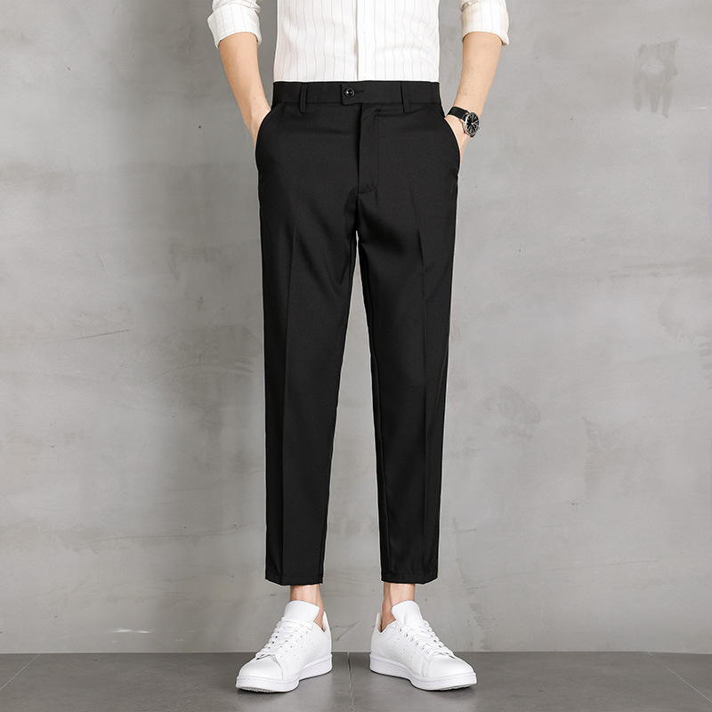 Autumn New Trousers Men's Wholesale Thin Business Formal Suit Pants Straight Casual Nine-point Drop Suit Pants - ShopShipShake