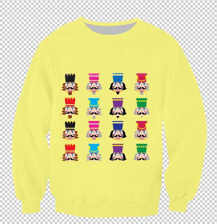 2024 new cross-border Nutcracker digital printing European and American street fashion brand long sleeve round neck sweater