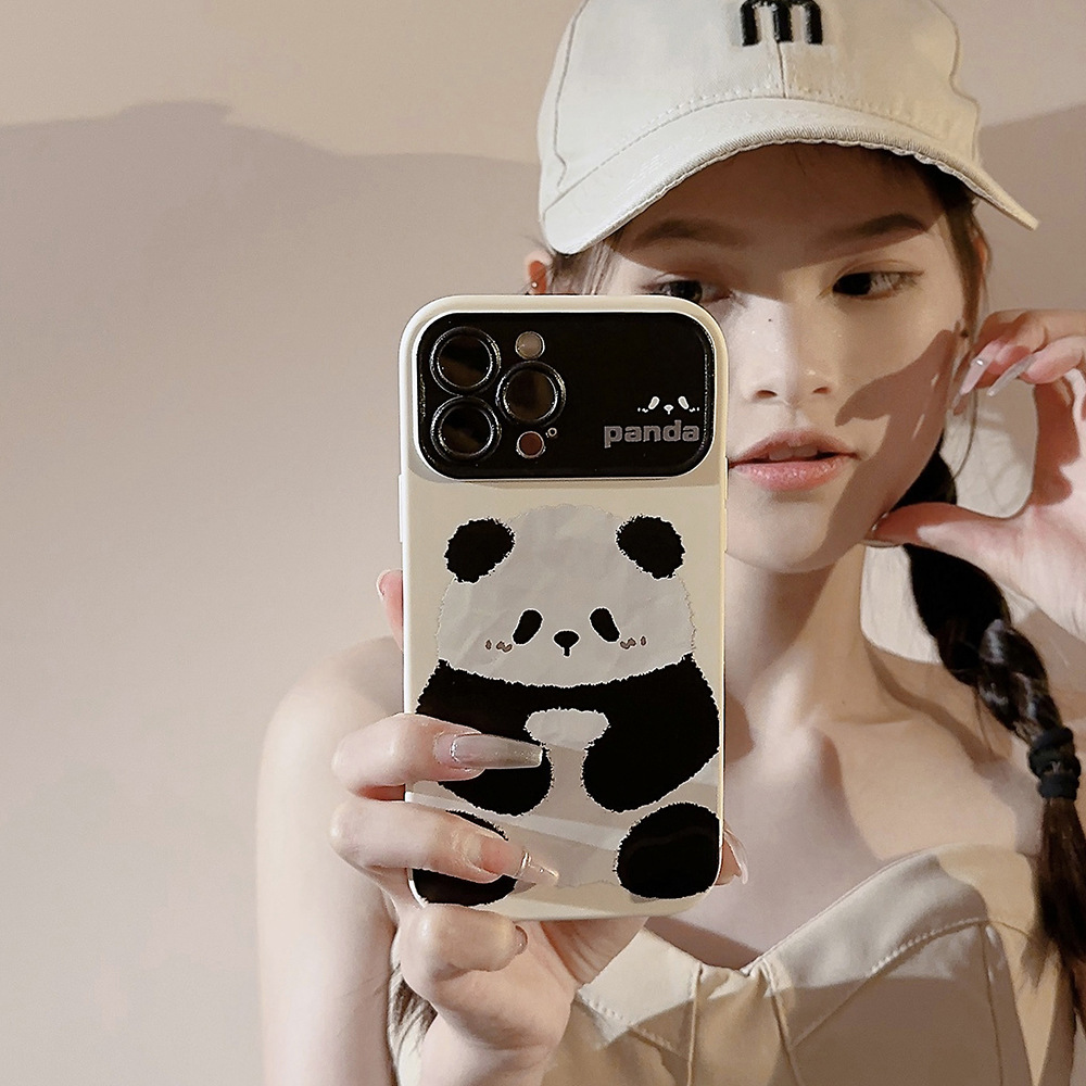 Black and white panda suitable for Apple 14promax mobile phone case iphone15 all-inclusive 11 fun 12 generation 13 Huawei