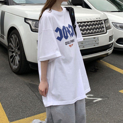 Summer new arrival letter-print short-sleeved T-shirt women's student Korean-style loose-fitting T-shirt ins Harajuku style half-sleeved trendy top