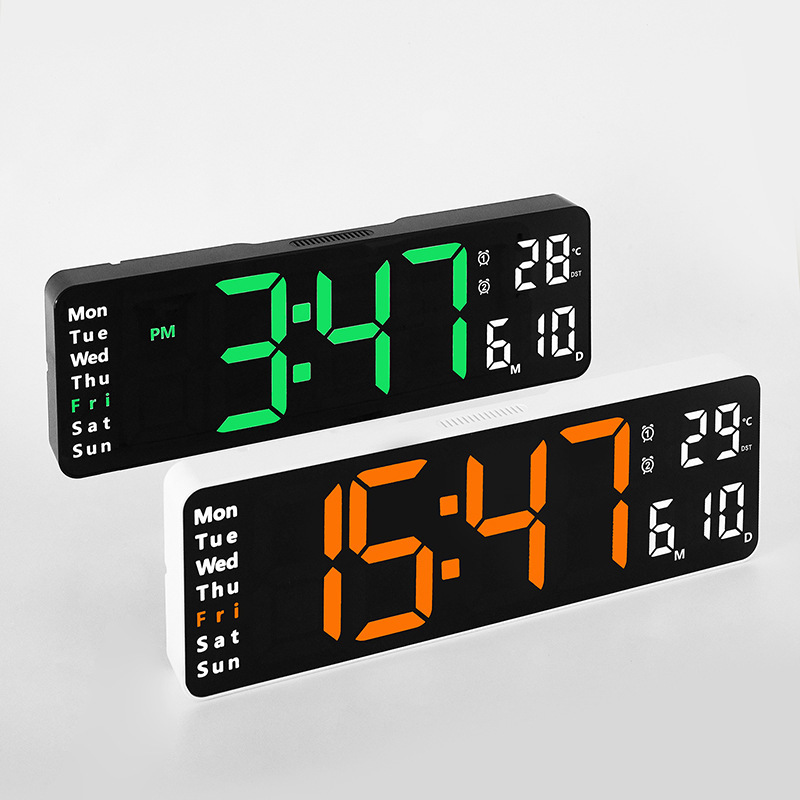 13-inch simple sitting and hanging dual-purpose living room clock large font electronic clock multi-group alarm clock temperature week with screen 6629