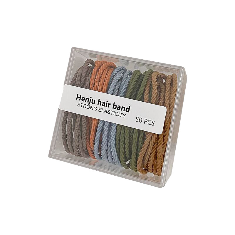 Boxed head rope rubber band female tie head high ponytail hair rope hair band leather cover high elastic adult durable strong simple