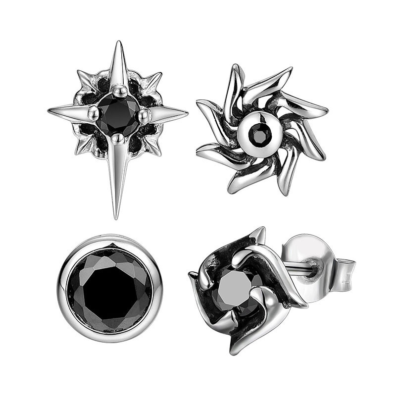 Stud Earrings Men's Fashionable Personalized Hip-Hop Punk High-Level Single Earrings Small Women's Fashionable Simple Diamond Earrings