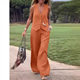 European and American Women's Cross-border 2024 New Fashion Solid Color suit Vest Trousers Collage Stitching Casual Two-piece Set for Women