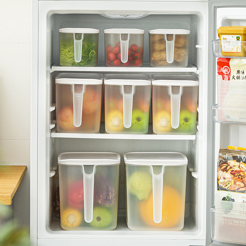 Nachuan refrigerator storage box with lid handle frosted transparent food storage box multi-size cabinet finishing box