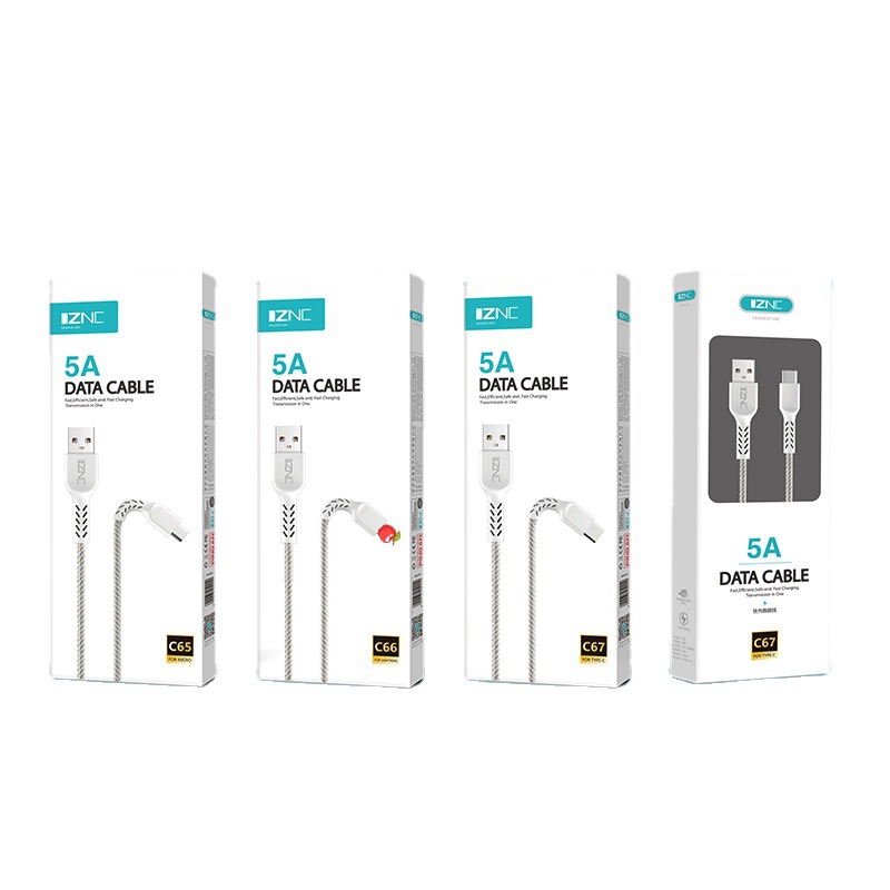 5A fast charging data line C65 bending resistance 1 meter for Apple Android type-c charging line