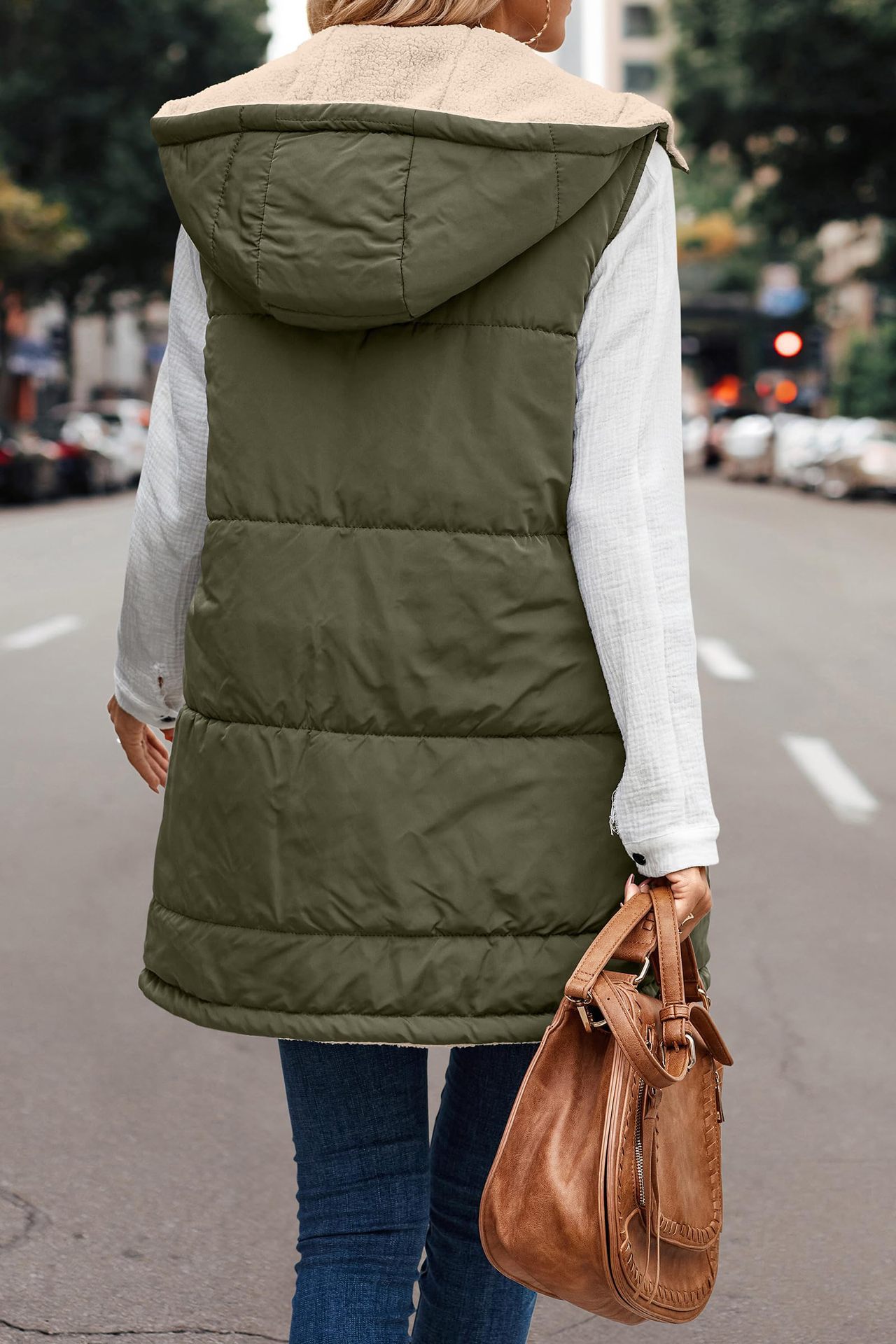 In stock 2023 new European and American solid color hooded cotton-padded vest double-sided warm cardigan windproof coat_voghion.com