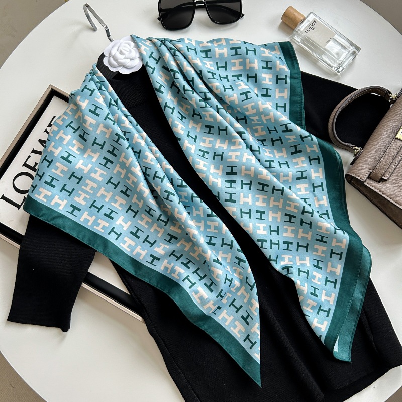 New fashion big brand H letter printing High sense business professional twill silk artificial silk elegant women's scarf