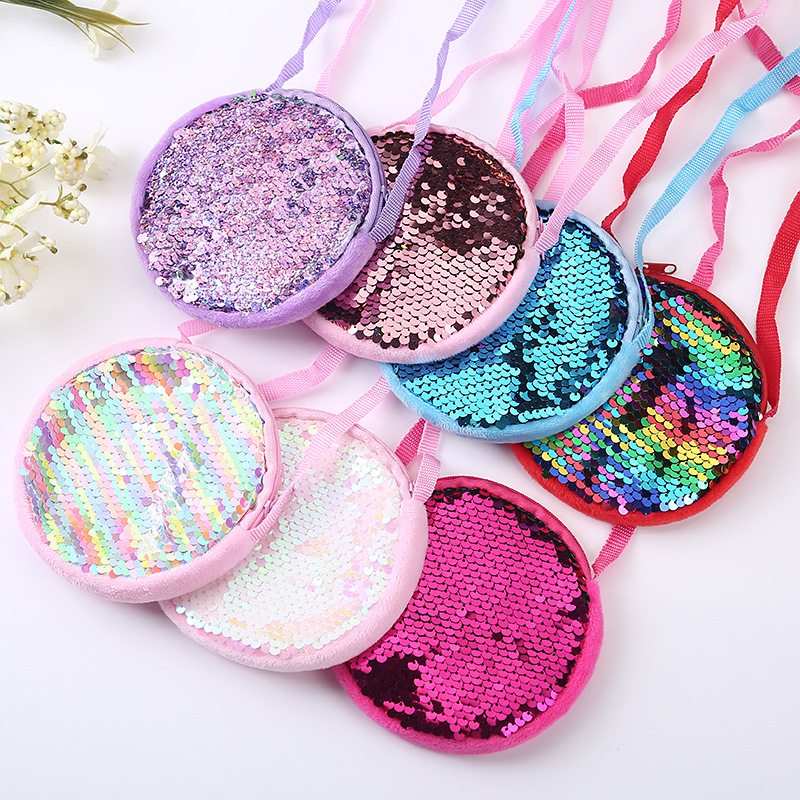 Korean Style Children's Bag Girls' Crossbody Bag Fashion Princess Girl Baby Cute Plush Sequin Shoulder Backpack