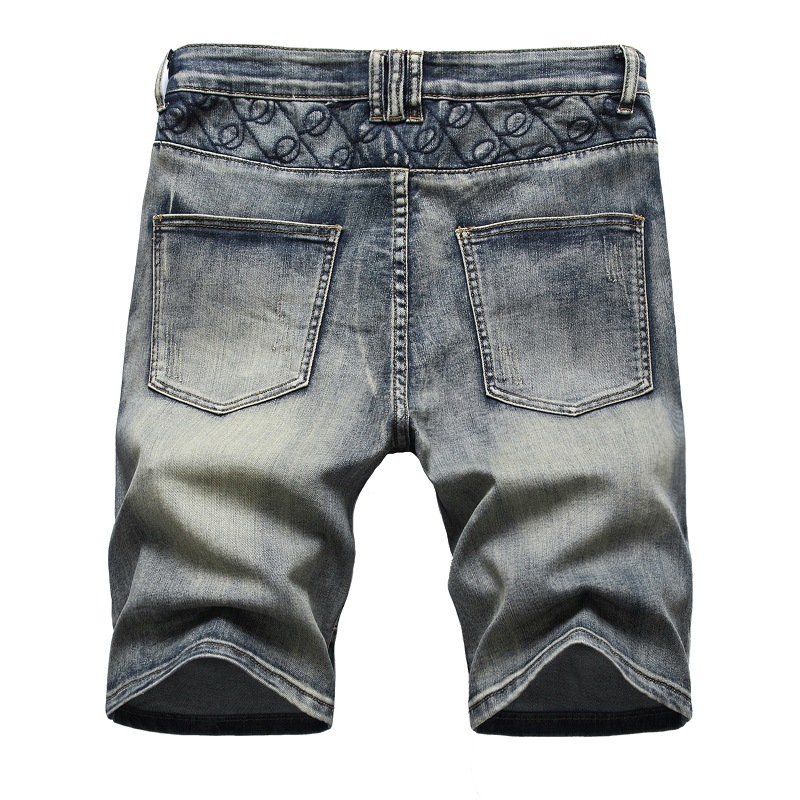 Cross-border Supply 2021 European and American Foreign Trade Jeans Embroidered Pants Stretch Holes Amazon Tricolor Trendy Men's Pants