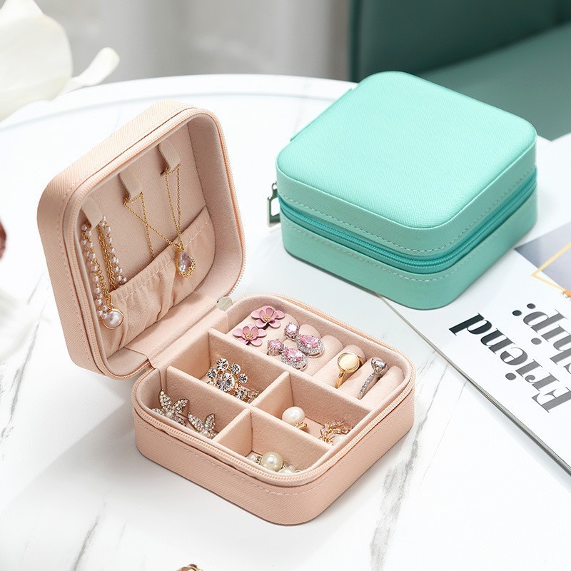 Simple Portable Jewelry Box Travel Jewelry Storage Bag Earrings Necklace Jewelry Box Mini Retro Small Jewelry Box