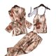 2023 new European and American color home dress nightgown three-piece fashion comfortable lace pajamas set Wholesale