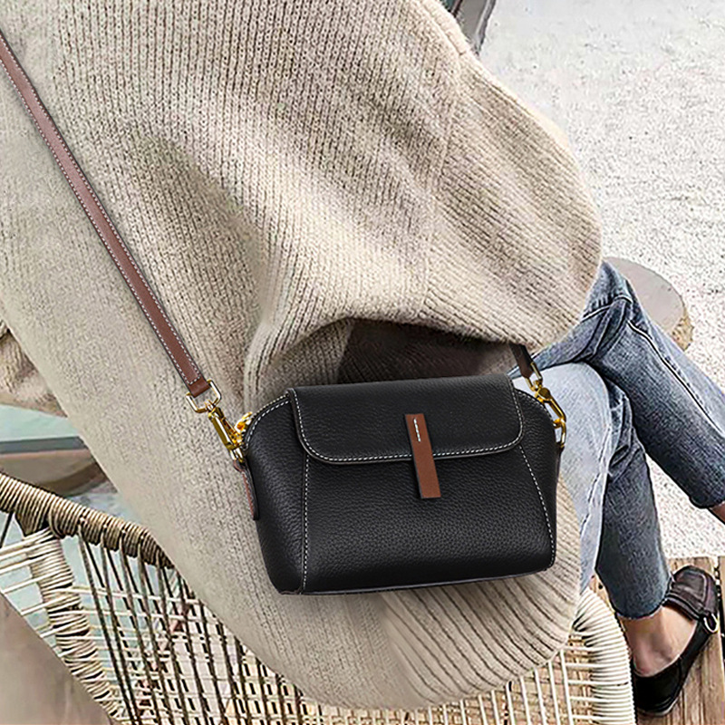 Genuine Leather women's bag shell small bag ladies 2023 new trendy high sense fashion all-match shoulder Messenger phone bag