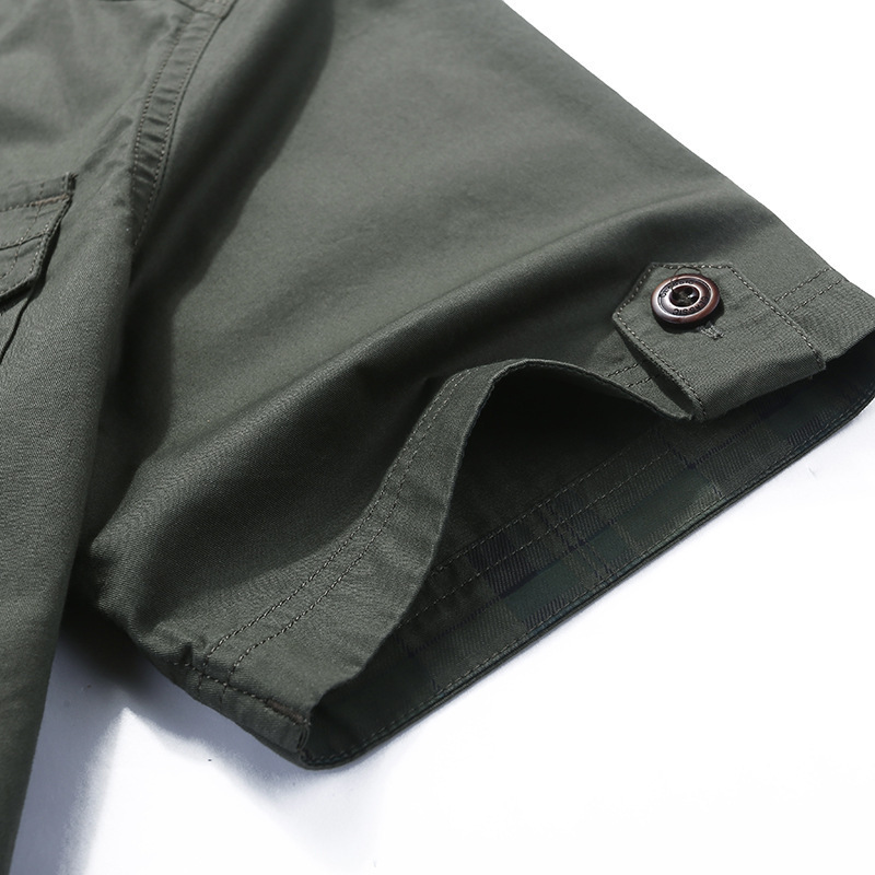 Summer short-sleeved shirt men's summer men's 95 cotton inch shirt solid color large size military uniform shirt cross-border 1391
