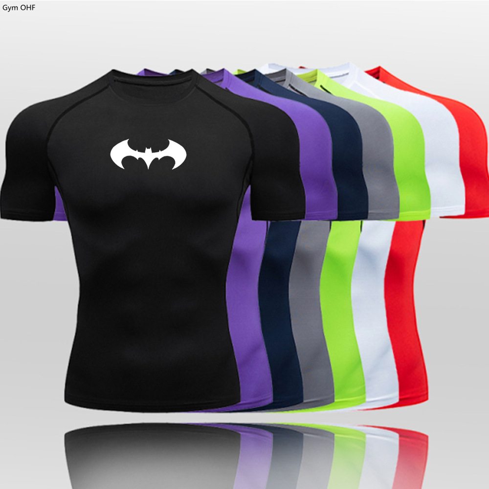 2099 cross-border hot Men's Fitness clothes thin Batman tight t-shirt shirt quick-drying high elastic sportswear
